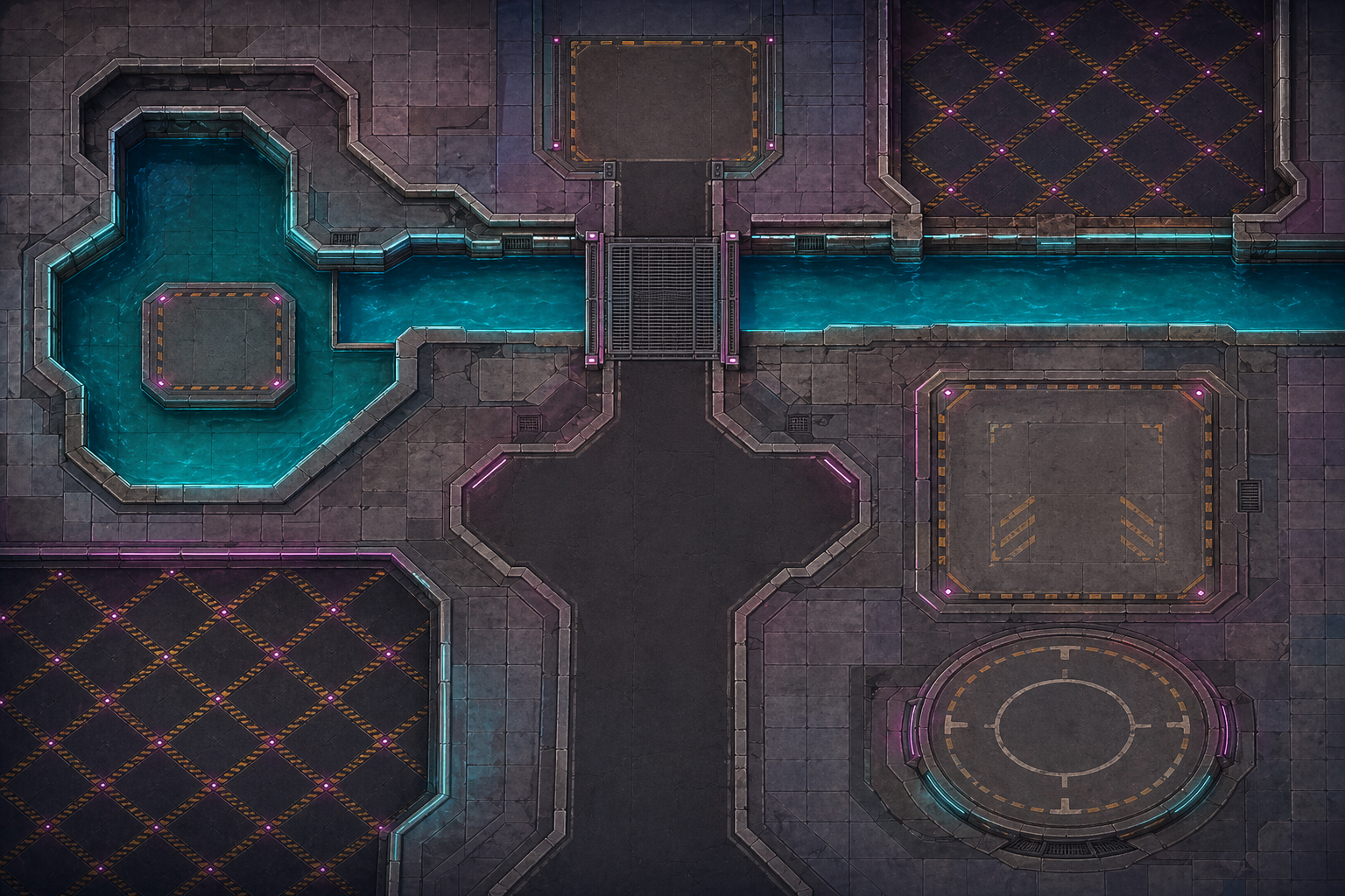 https://github.com/0x0funky/agent-sprite-forge/blob/HEAD/Ground-only cyberpunk canal base map
