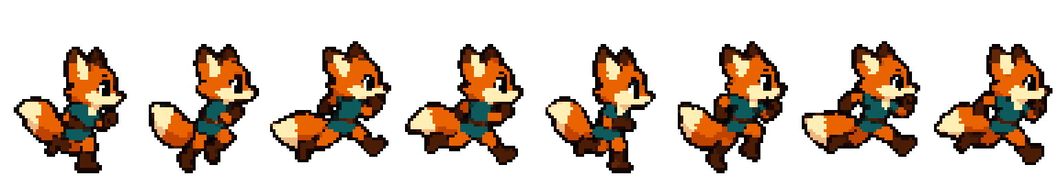 https://github.com/0x0funky/agent-sprite-forge/blob/HEAD/The new pixel fox run as an 8-frame sprite sheet, 48x64 cells, shown at 4x