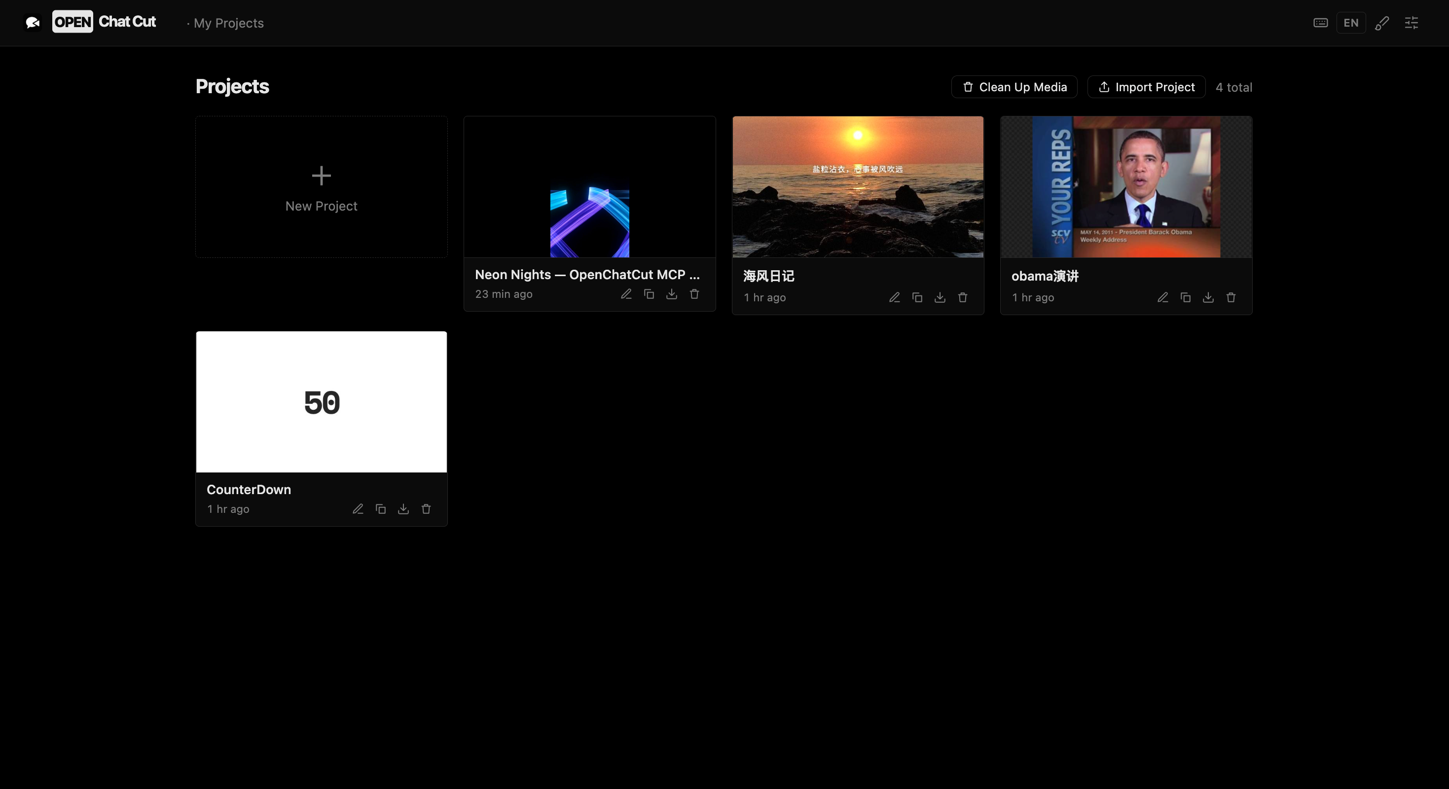 https://github.com/0xsline/OpenChatCut/blob/HEAD/OpenChatCut local project dashboard