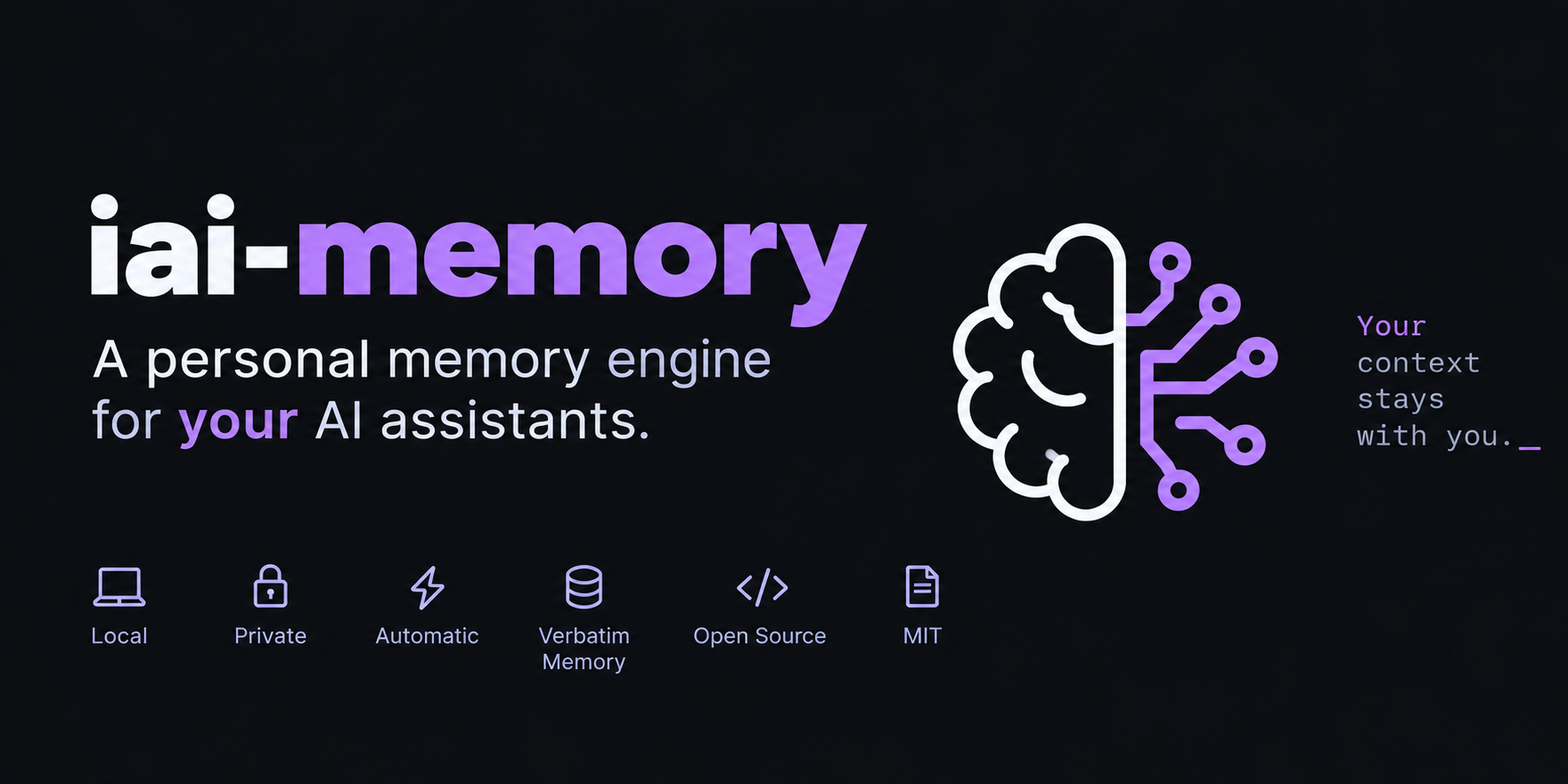 https://github.com/CodeAbra/iai-personal-memory-engine/blob/HEAD/iai-memory — a personal memory engine for your AI coding workflow