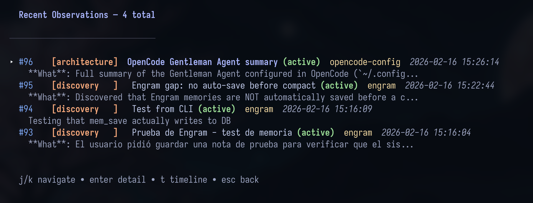 https://github.com/Gentleman-Programming/engram/blob/HEAD/TUI recent observations