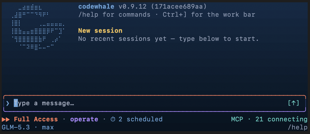 https://github.com/Hmbown/Codewhale/blob/HEAD/A Codewhale terminal session