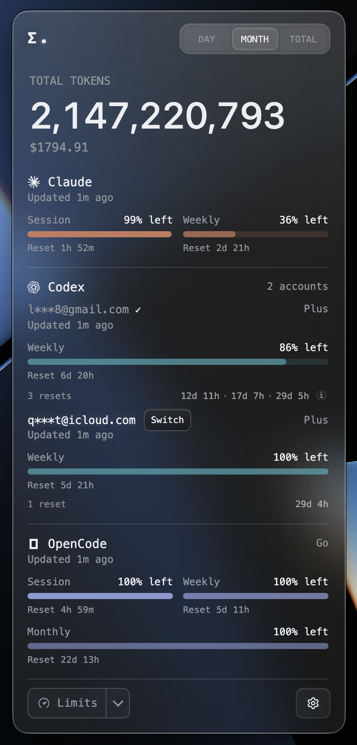 https://github.com/Javis603/token-monitor/blob/HEAD/Limits View