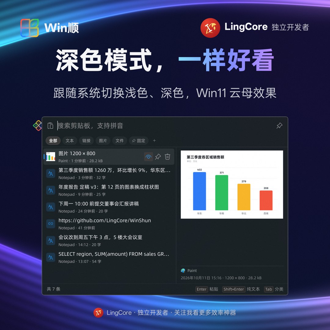https://github.com/LingCore/WinShun/blob/HEAD/深色模式，Win11 云母效果 / dark theme with Windows 11 Mica