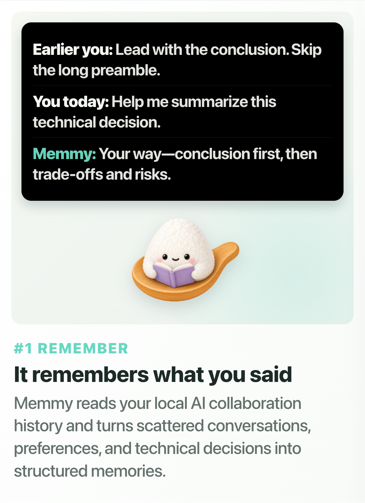 https://github.com/MemTensor/memmy-agent/blob/HEAD/Remember: Memmy remembers what you said and turns your local AI collaboration history into structured memory
