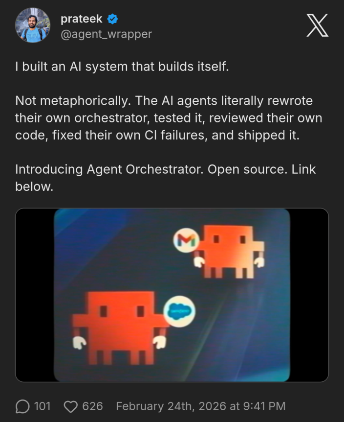 https://github.com/Untrivial-ai/agent-orchestrator/blob/HEAD/Agent Orchestrator journey update on X