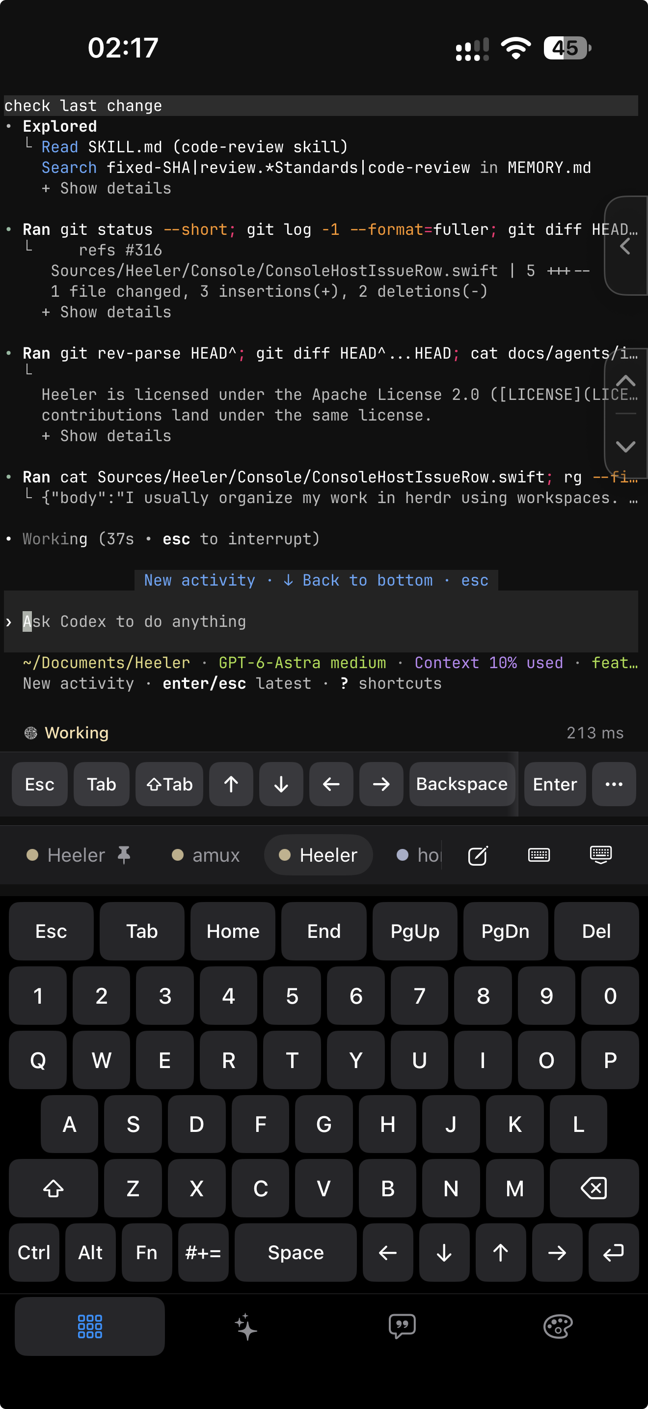 https://github.com/ZingerLittleBee/Heeler/blob/HEAD/Agent Direct Input with shortcuts and a full Terminal keyboard on iPhone