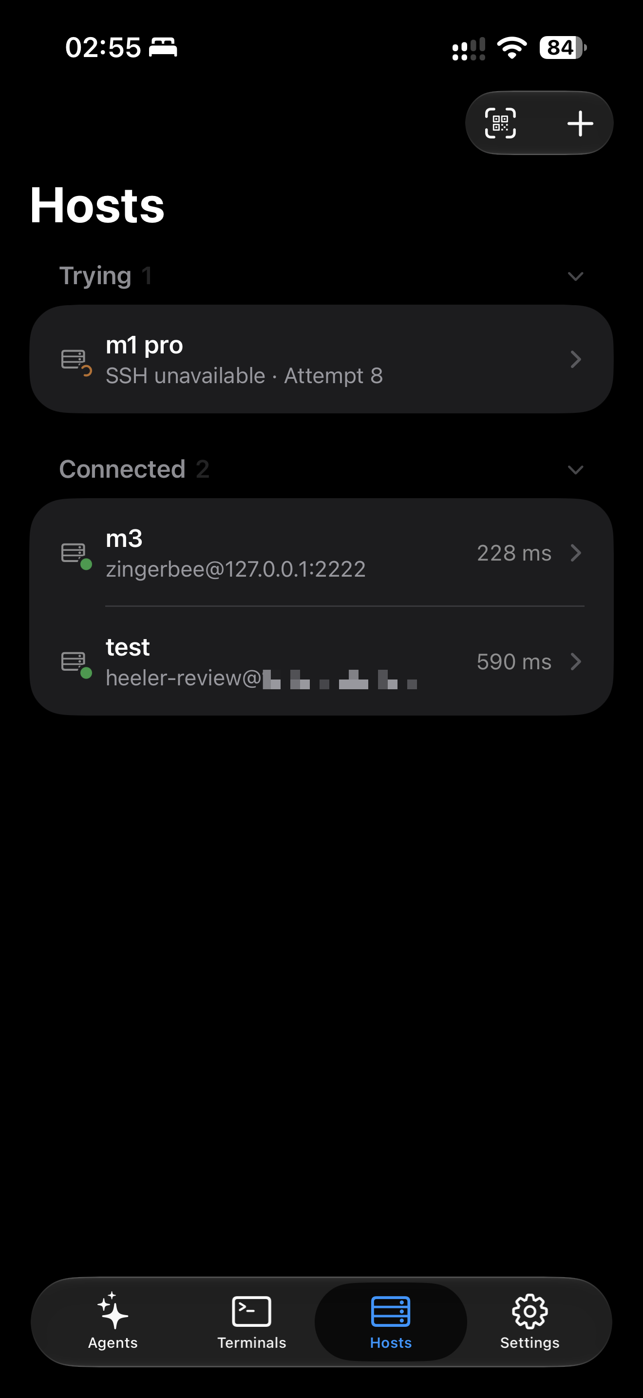 https://github.com/ZingerLittleBee/Heeler/blob/HEAD/Hosts tab grouping Hosts by connection status with their latency on iPhone