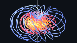 https://github.com/academa-labs/manimgx/blob/HEAD/The Hopf fibration: colorful linked circles form nested tori as beads travel along them