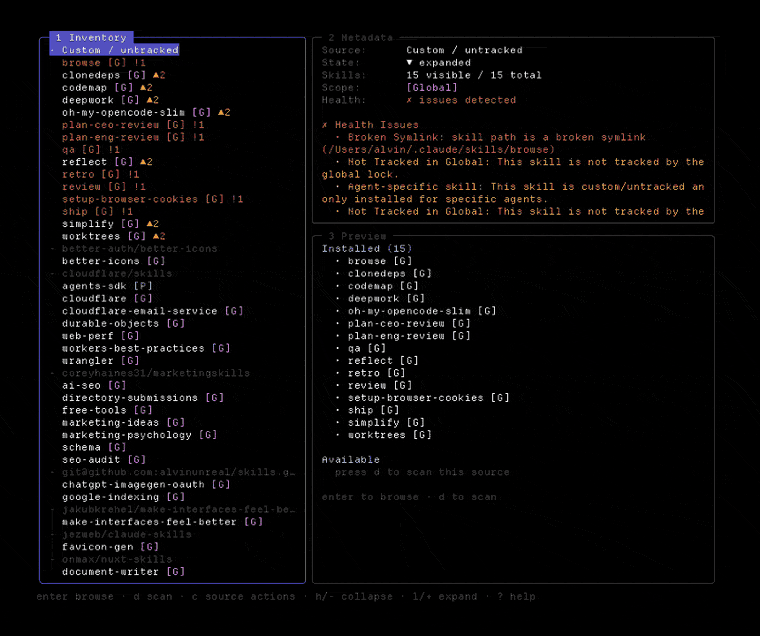 https://github.com/alvinunreal/lazyskills/blob/HEAD/Lazy Skills terminal UI demo