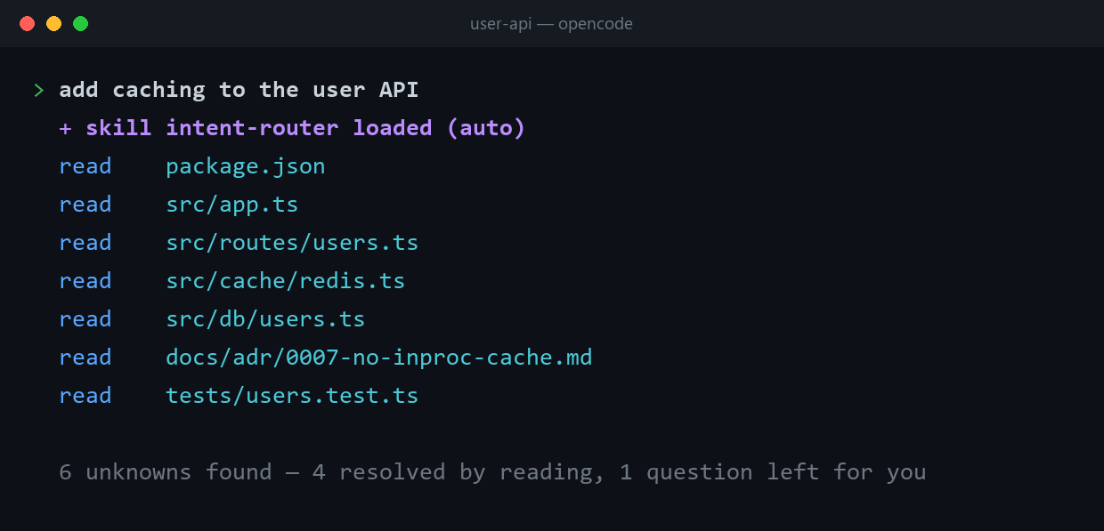 https://github.com/angel291592/Intent-Router/blob/HEAD/Intent-Router loads automatically and probes the repo: package.json, src/routes/users.ts, src/cache/redis.ts and more