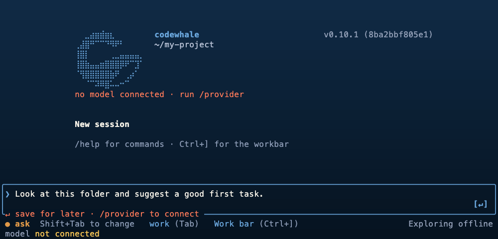 https://github.com/codewhale-hq/Codewhale/blob/HEAD/A Codewhale terminal session