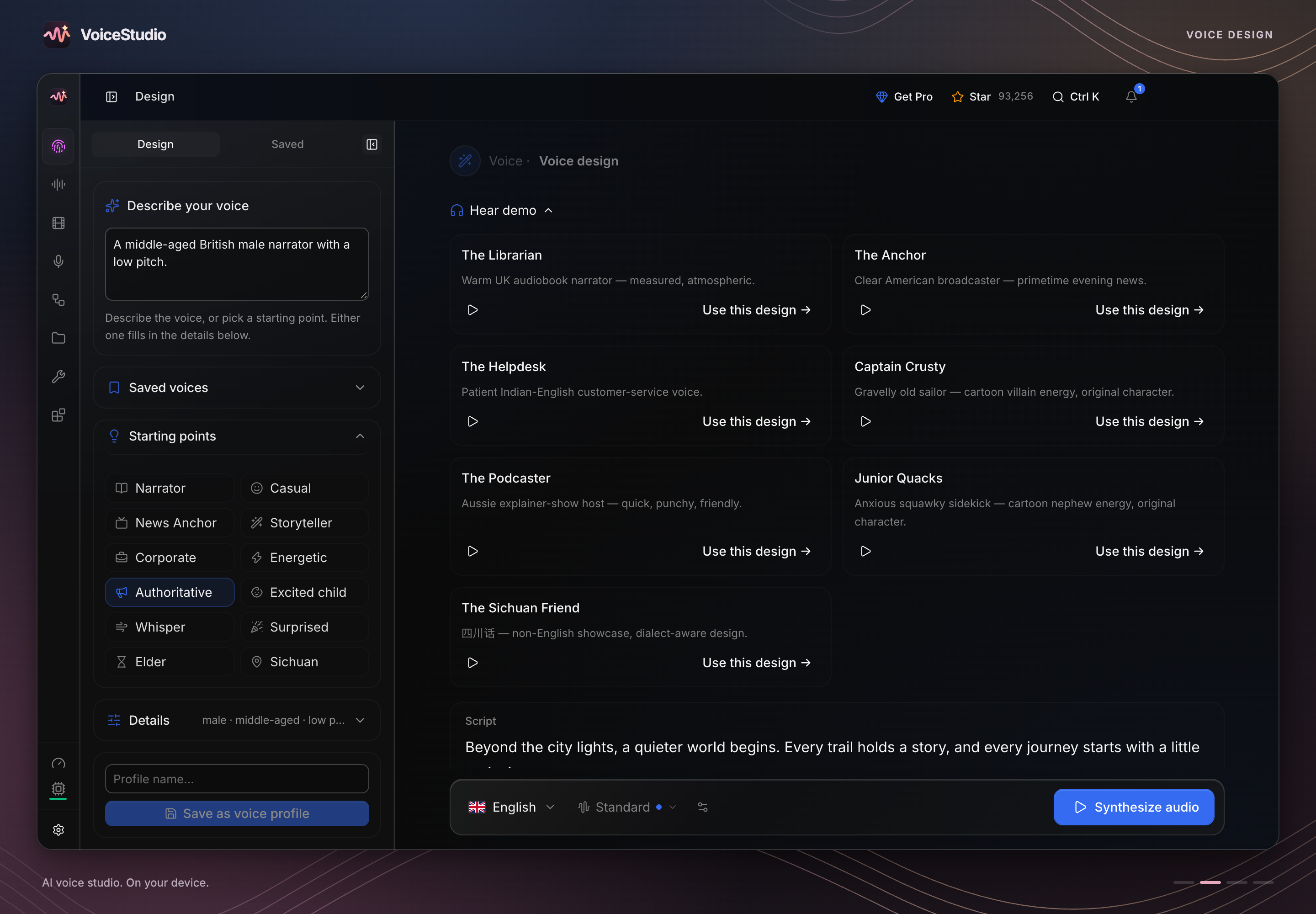 https://github.com/debpalash/VoiceStudio/blob/HEAD/Describe a voice in the Electron voice design workspace