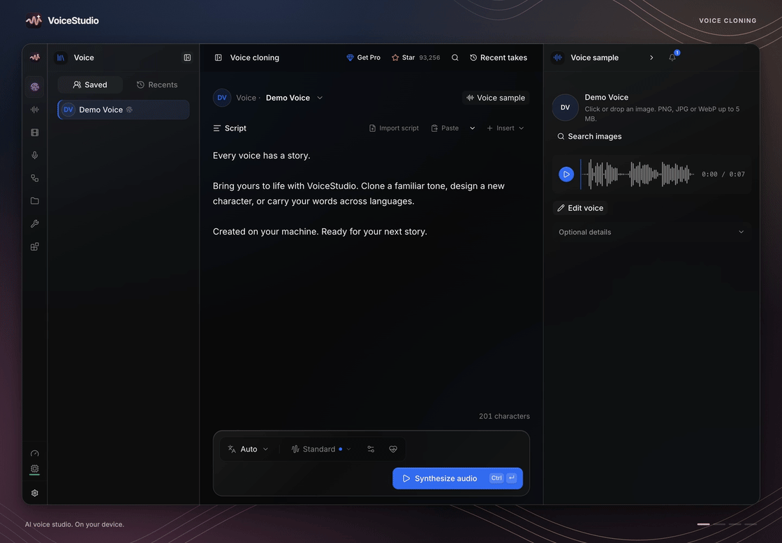 A tour of the Electron app: voice cloning, voice design, dubbing, and model management