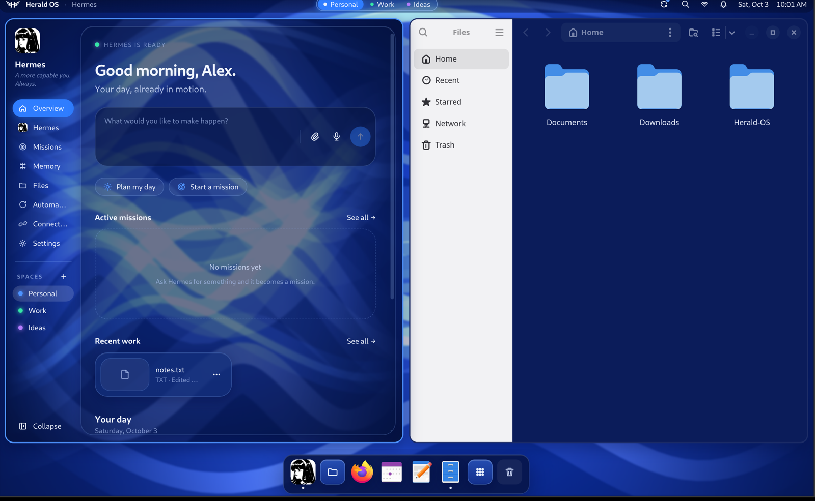 The Herald OS desktop