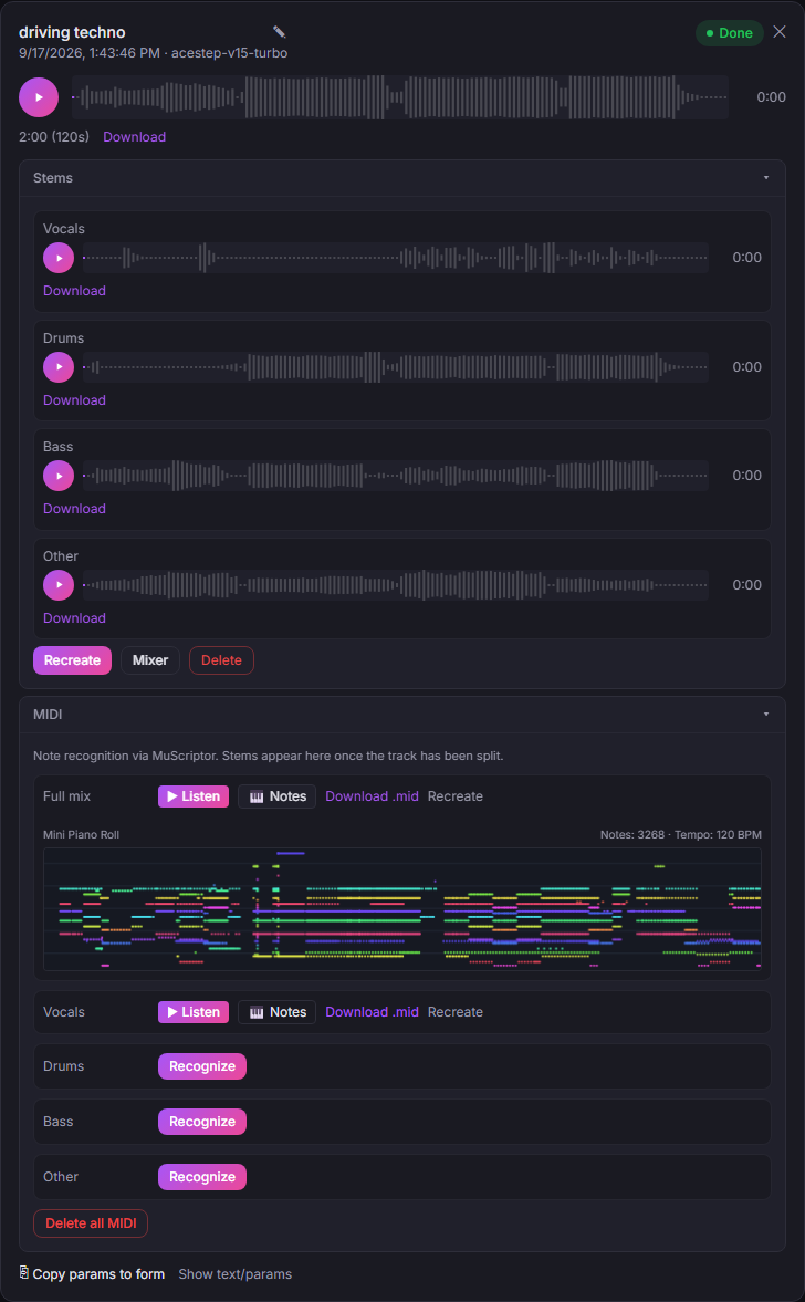 MIDI transcription