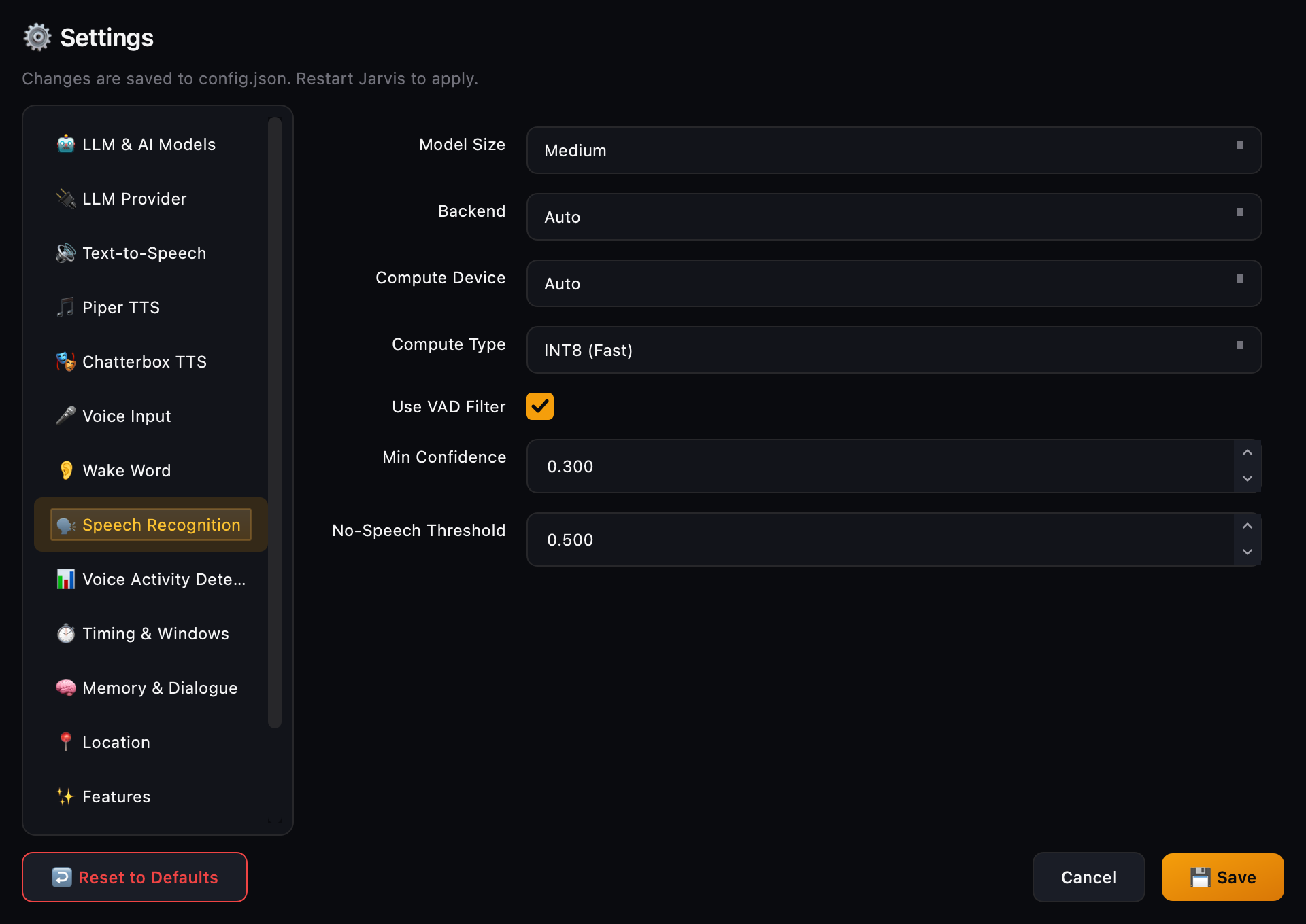 https://github.com/isair/jarvis/blob/HEAD/Jarvis Settings with a category sidebar and speech recognition controls