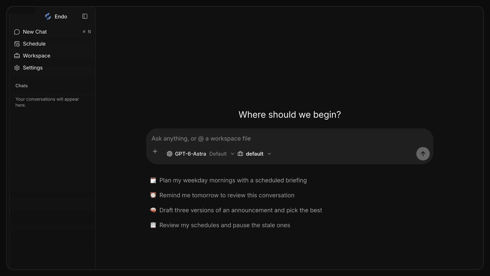 https://github.com/longsurf-ai/endo/blob/HEAD/Endo: choosing an agent, starting /best-of-n, and the workflow finishing with an answer in the thread