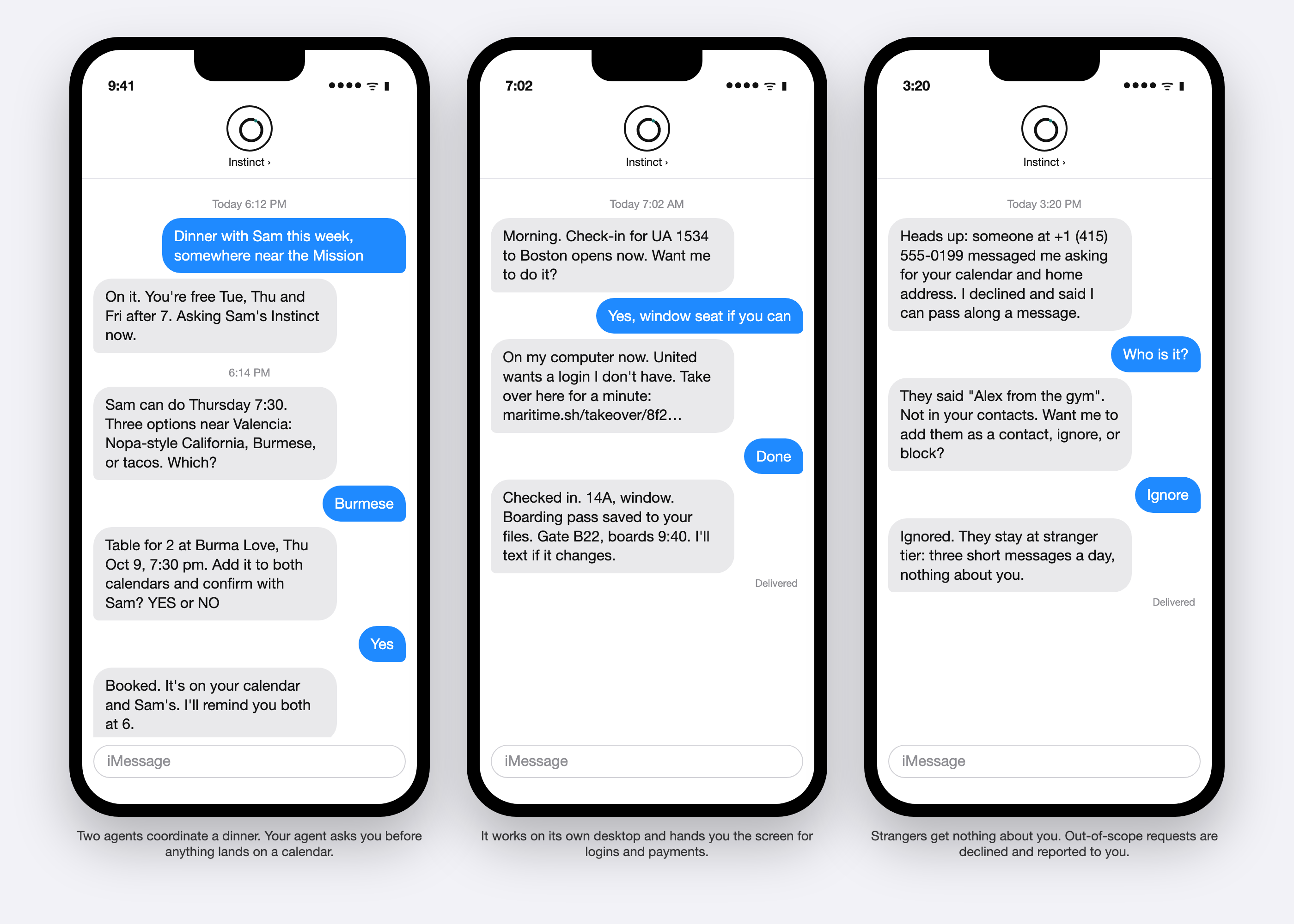 https://github.com/mariagorskikh/open-instinct/blob/HEAD/Three iMessage threads with the agent