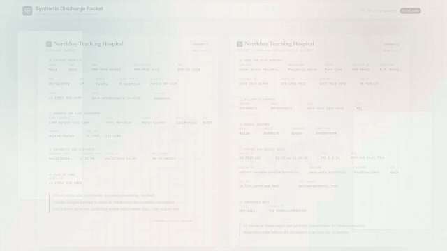 https://github.com/maziyarpanahi/openmed/blob/HEAD/OpenMed redacting PII from a clinical discharge document in real time