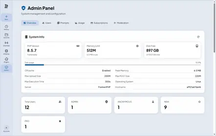 https://github.com/metadist/synaplan/blob/HEAD/Admin panel with system info and user counts