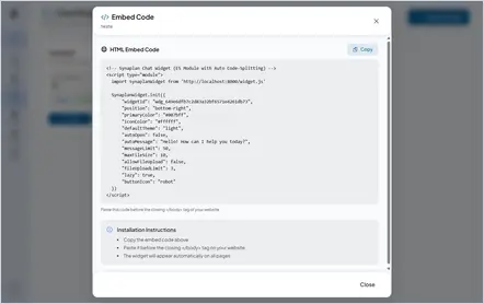 https://github.com/metadist/synaplan/blob/HEAD/Embed code for the chat widget