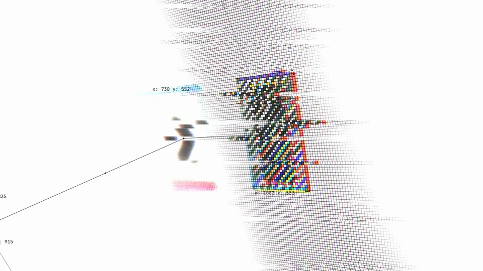 https://github.com/mrsarac/ff-tracking/blob/HEAD/ff-tracking: tilted close-up of a terminal, hatched tracker boxes locking onto glyphs, thermal and phosphor palettes, ending on a green Done pill