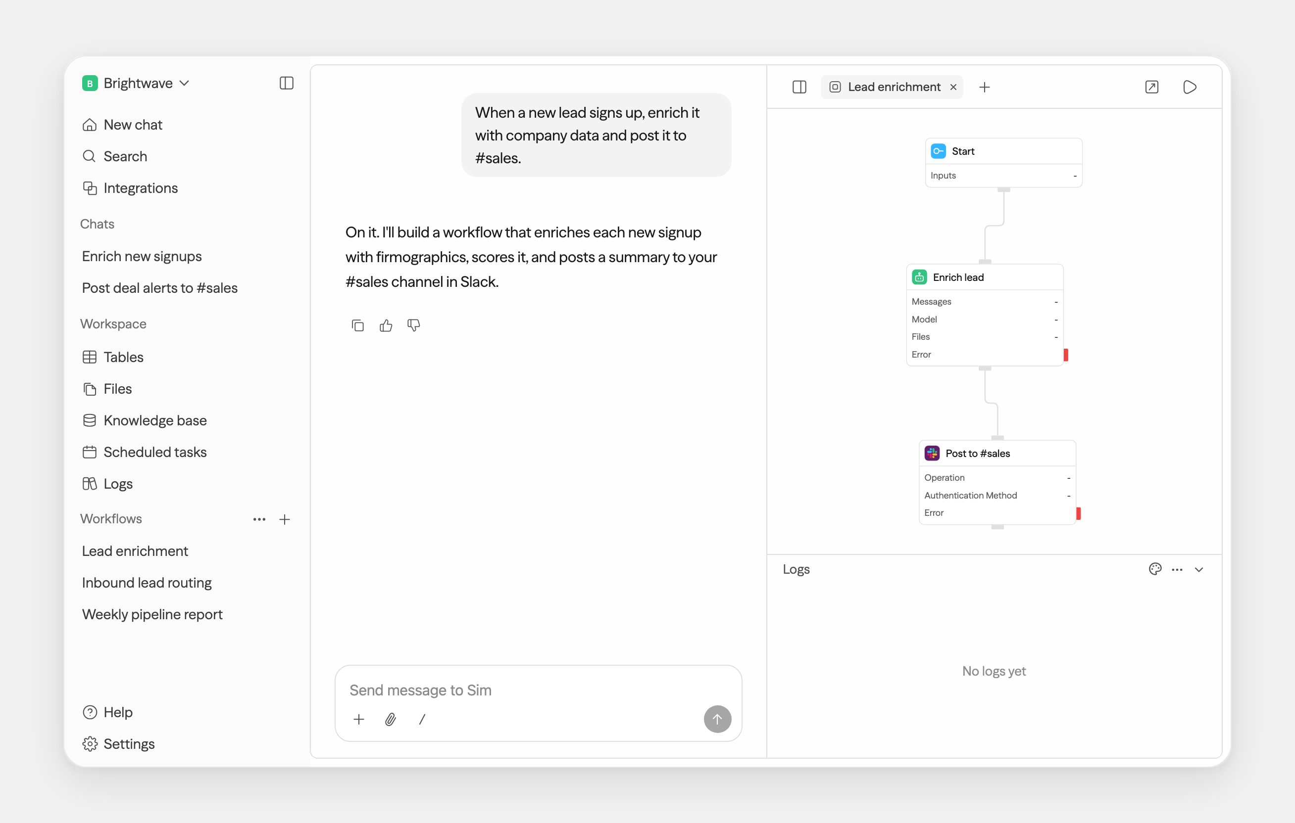 https://github.com/simstudioai/sim/blob/HEAD/The Sim platform — chat on the left, the visual workflow builder on the right