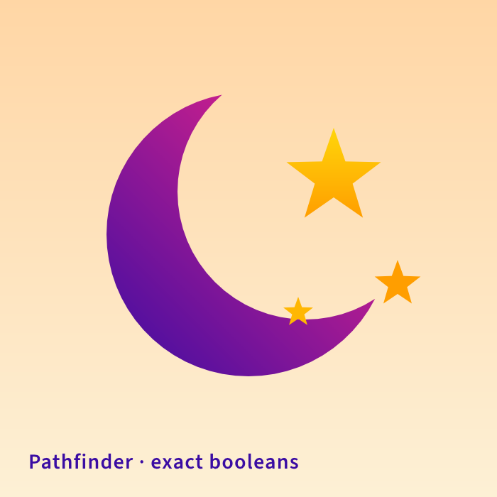 https://github.com/storytold/vectorcraft/blob/HEAD/Pathfinder: a purple gradient crescent moon and three orange stars on a peach background