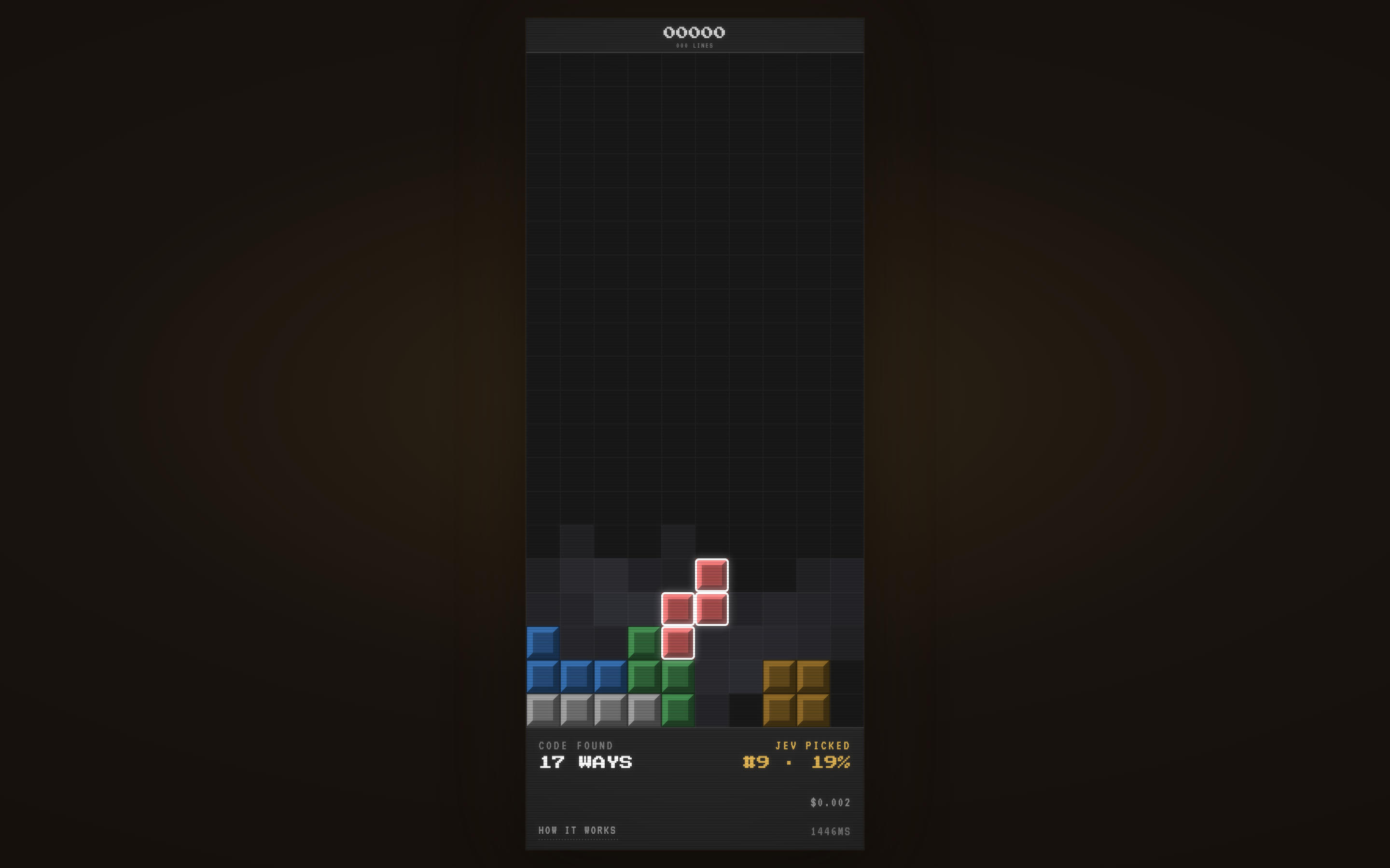 https://github.com/wuyoscar/jev-skill/blob/HEAD/Tetris you can read as probabilities