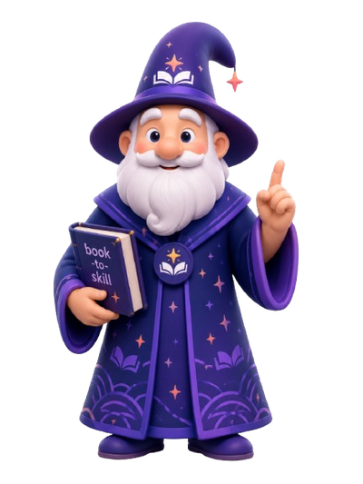 https://github.com/virgiliojr94/book-to-skill/blob/HEAD/Booklin — the book-to-skill mascot, a purple wizard holding a book