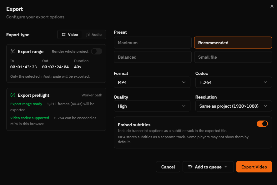 https://github.com/walterlow/freecut/blob/HEAD/FreeCut export dialog