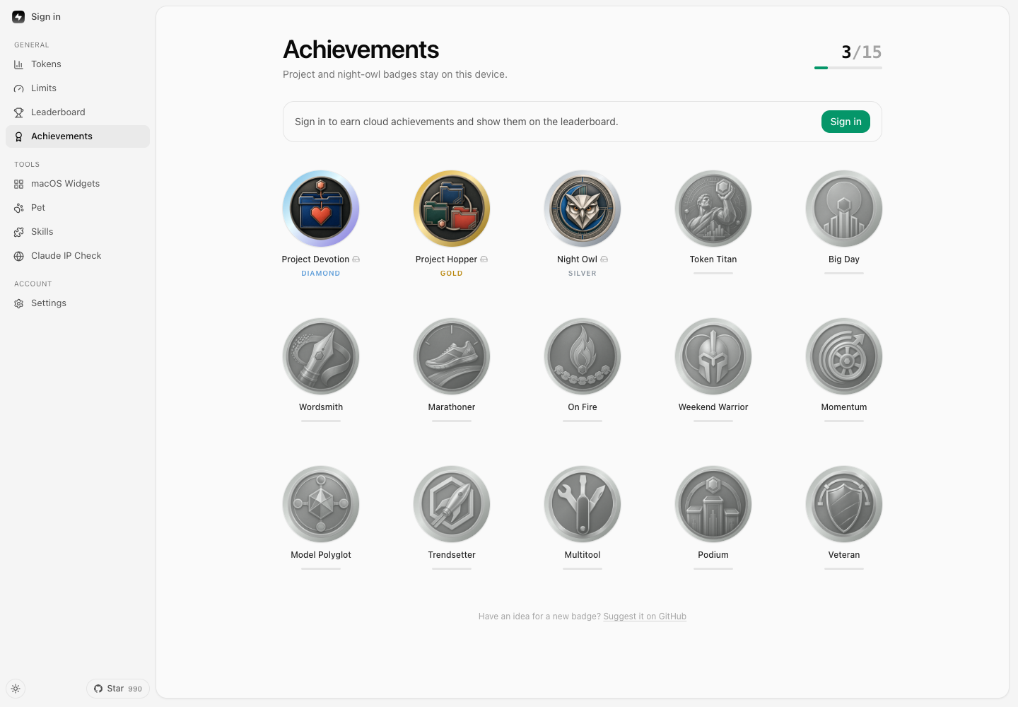 https://github.com/xiufengsun/TokenTracker/blob/HEAD/TokenTracker Achievements